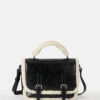 SEIDENFELT Tasche Drevja Satchel Glossy Skien Black & Beige Teddy OS